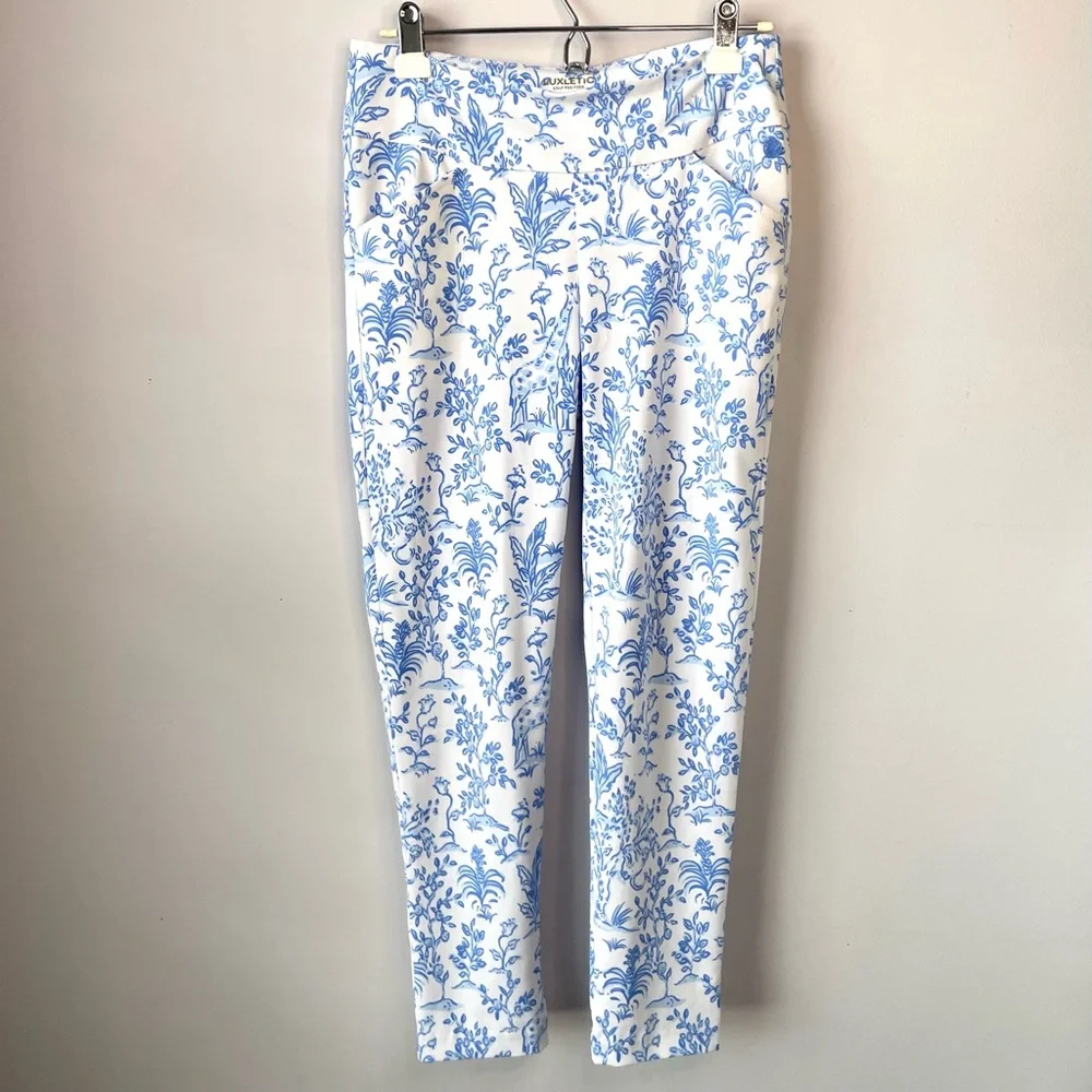 Lilly Pulitzer Luxletic Corso Pants Resort White Tall Tales Golf Athleisure Sz 4 - Picture 3 of 16